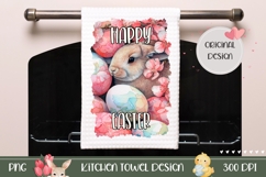 Cartoon Easter Towel Design, Watercolor Flowers Towel Print Product Image 1