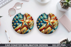 4th Of July Car Coaster Sublimation| 4th Of July Coaster PNG Product Image 1