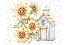 Rustic Sunflower Clipart, Soft Country Farmhouse Florals Png Product Image 2