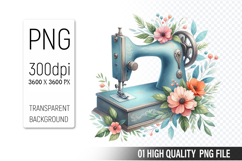 Vintage Sewing Machine Clipart PNG Bundle, High Quality PNG Product Image 13