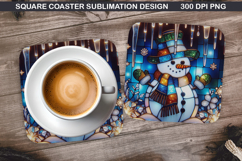 Snowman Coaster Sublimation, Christmas Coaster PNG Design Product Image 1
