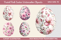 Pastel Pink Easter Watercolor Clipart PNG Product Image 1