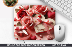 Mouse Pad Sublimation, Spring Flowers Mouse Pad PNG Design Product Image 1