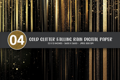 Gold Glitter Falling Rain Digital Paper Product Image 1
