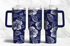 40oz Tumbler laser svg Hibiscus wrap| Tropic Flowers pattern Product Image 4