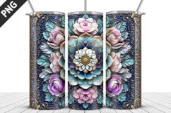3D Flowers Tumbler Wrap | Sublimation Design | Tumble PNG Product Image 3