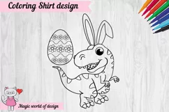 Easter coloring Shirt Svg, Dinosaur in bunny ears svg, Product Image 2