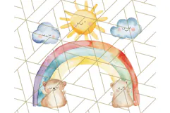 Watercolor Dinosaur and Rainbow PNG Clipart, Baby Nursery Product Image 2