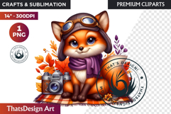 Cute Autumn thanksgiving Baby animal and Pumpkin PNG clipart Product Image 1