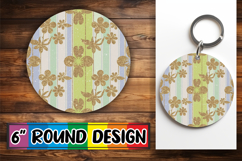 Radiant Round Car Coaster Design, Gold Flower Product Image 1