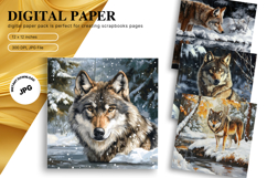 Wolf Wall Art Digital Paper Backgrounds Printable Scrapbook Product Image 1