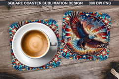 Eagle Coaster Sublimation, 4th Of July Coaster PNG Product Image 1