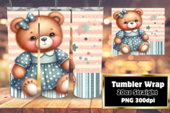 20oz Sublimation Tumbler Wrap , Teddy Bear Product Image 1