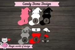 Christmas candy dome svg, gray kitten in santa sock Product Image 6