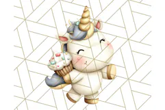 Cute Dessert Unicorn PNG Clipart with Cupcakes & Candies Product Image 2