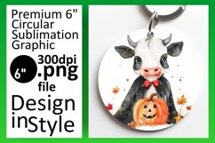 Funny Halloween Cow Round Design for Keychain Product Image 1