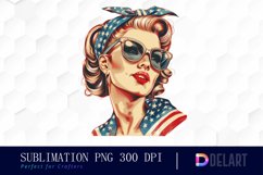 Retro American Mom Watercolor Clipart Product Image 1