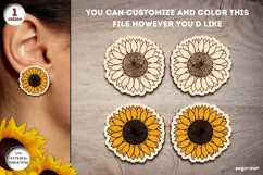 Sunflower Earrings Laser Cut | Jewerly | SVG Product Image 1