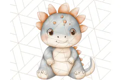 Cute Pastel Dinosaur Clipart PNG for Nursery Art, Baby Decor Product Image 2