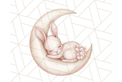 Pastel Pink Easter Bunny Egg and Flowers Clipart PNG Product Image 5