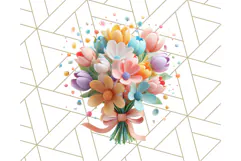Pastel Flower Bouquet PNG Clipart, Elegant Floral Art Product Image 2