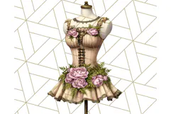 Couture Floral Dress Form PNG Clipart, Vintage Style Flowers Product Image 2