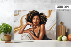 Afro Girl/Woman Melanin braided hair Cutting Board PNG Desig Product Image 1