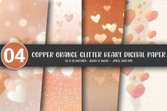Copper Orange Glitter Heart Digital Paper Product Image 1
