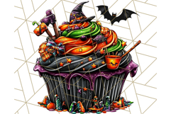 Halloween Cupcake PNG Clipart with Witch Hats and Ghosts Product Image 2