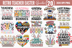 Retro Teacher Easter Sublimation Bundle PNG Product Image 1