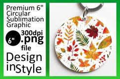 Warm Fall Leaves Round Design Sublimation Keychain Product Image 1