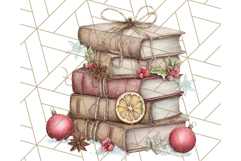 Christmas Book Clipart, Festive Reading PNG Illustrations Product Image 2
