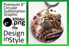 Playful Kitty Humor Circle Design Keychain Product Image 1