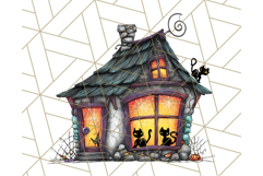 Halloween Buildings Clipart PNG, Haunted Houses Art Product Image 2