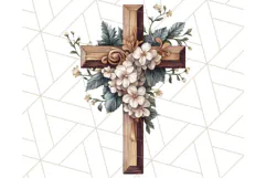 Faith Cross PNG with Flowers, Watercolor Religious Art Print Product Image 2