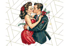 Vintage Glamorous Christmas Party Clipart PNG, Holiday Png Product Image 2