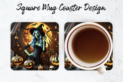Halloween Witch Mug coaster | Coaster | Sublimation Design Product Image 1