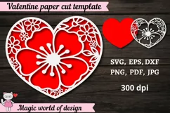 Mandala heart paper cut template, SVG layered hearts Product Image 1