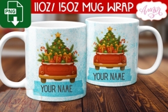Custom Christmas mug wrap PNG, Christmas truck mug PNG Product Image 3