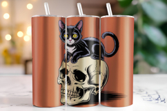 Black Cat &amp; Skull Tumbler Wrap | Sublimation | Tumblers Product Image 1