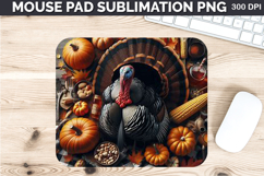 Watercolor Turkey Mouse Pad Sublimation - Thanksgiving PNG Product Image 1