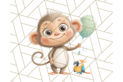 Zoo Monkeys Clipart, Cute Cartoon Jungle Monkeys PNG Product Image 2