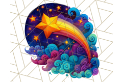 Whimsical Celestial Moon and Stars Clipart Constellation Png Product Image 2