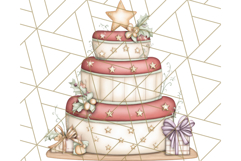 Christmas Cake Clipart PNG, Cottagecore Holiday Desserts Product Image 2