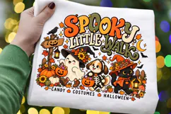 Spooky Little Walk PNG, Cute Ghost Dog Cat Halloween Product Image 3