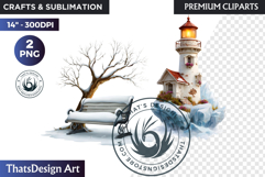 Watercolor Winter Landscape Snowy Cabin Illustration png Product Image 1