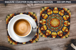 Pumpkin Coaster Sublimation, Halloween Coaster PNG Design Product Image 1