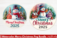 2 Watercolor Merry Christmas PNG | Festive Holiday Product Image 1
