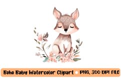 Boho baby watercolor clipart, nursery animal clipart Product Image 1