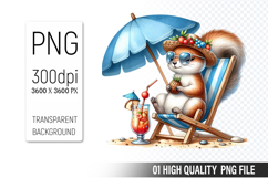 Summer Squirrel Clipart PNG | Summer Watercolor Animals Product Image 1